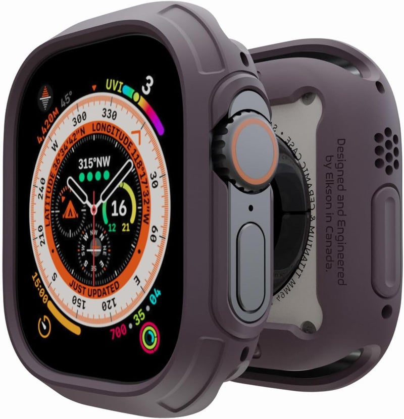 elkson for 49mm Apple Watch Ultra 3/2/1 Bumper Case with Screen Protector Tempered Glass, Quattro Max Series Rugged for iWatch, Military Grade Durable Protective Cover, Flexible Shockproof, Indigo - Image 1